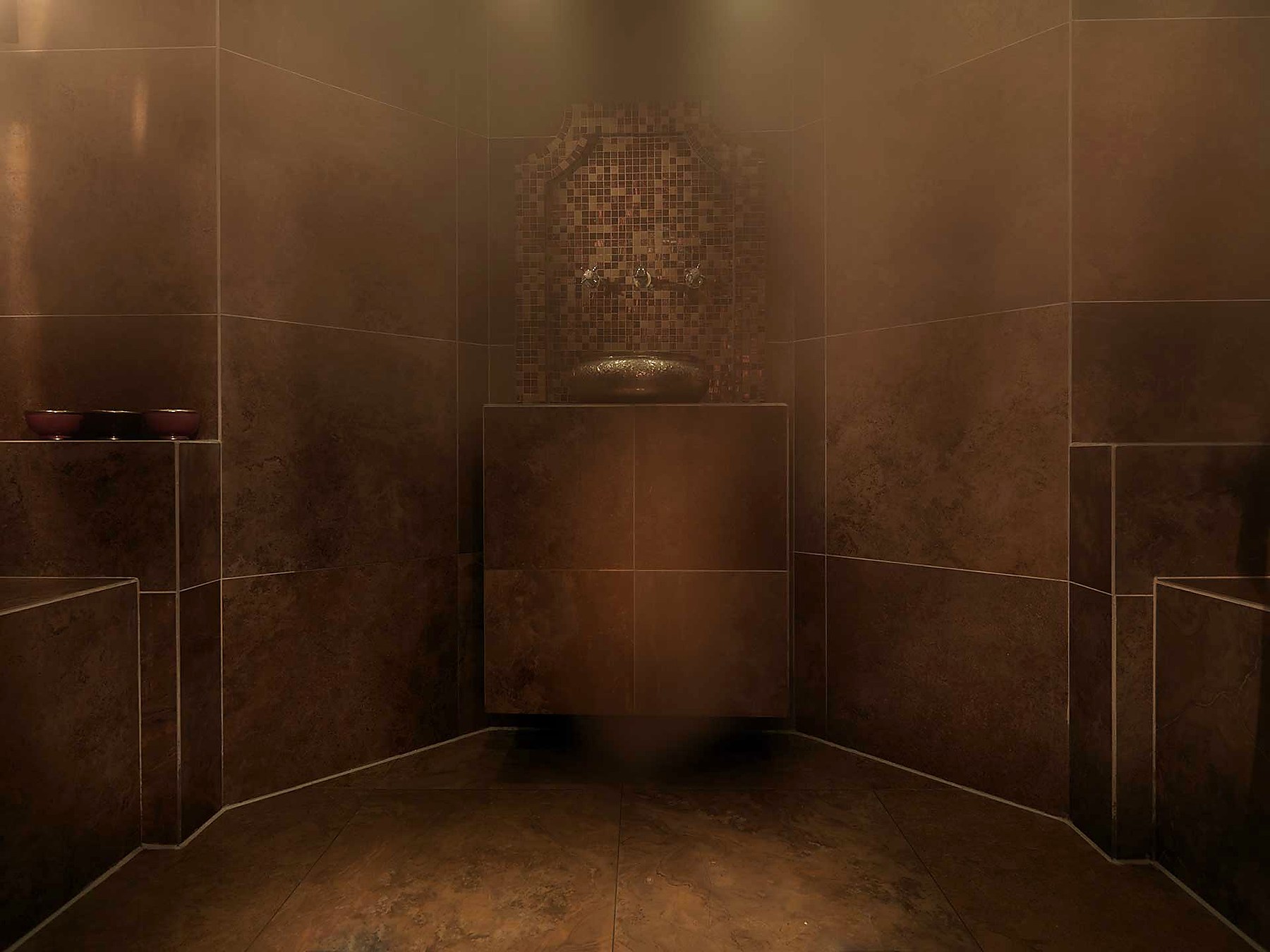 Dolphin Square Spa thermal suite with tiled feature wash area