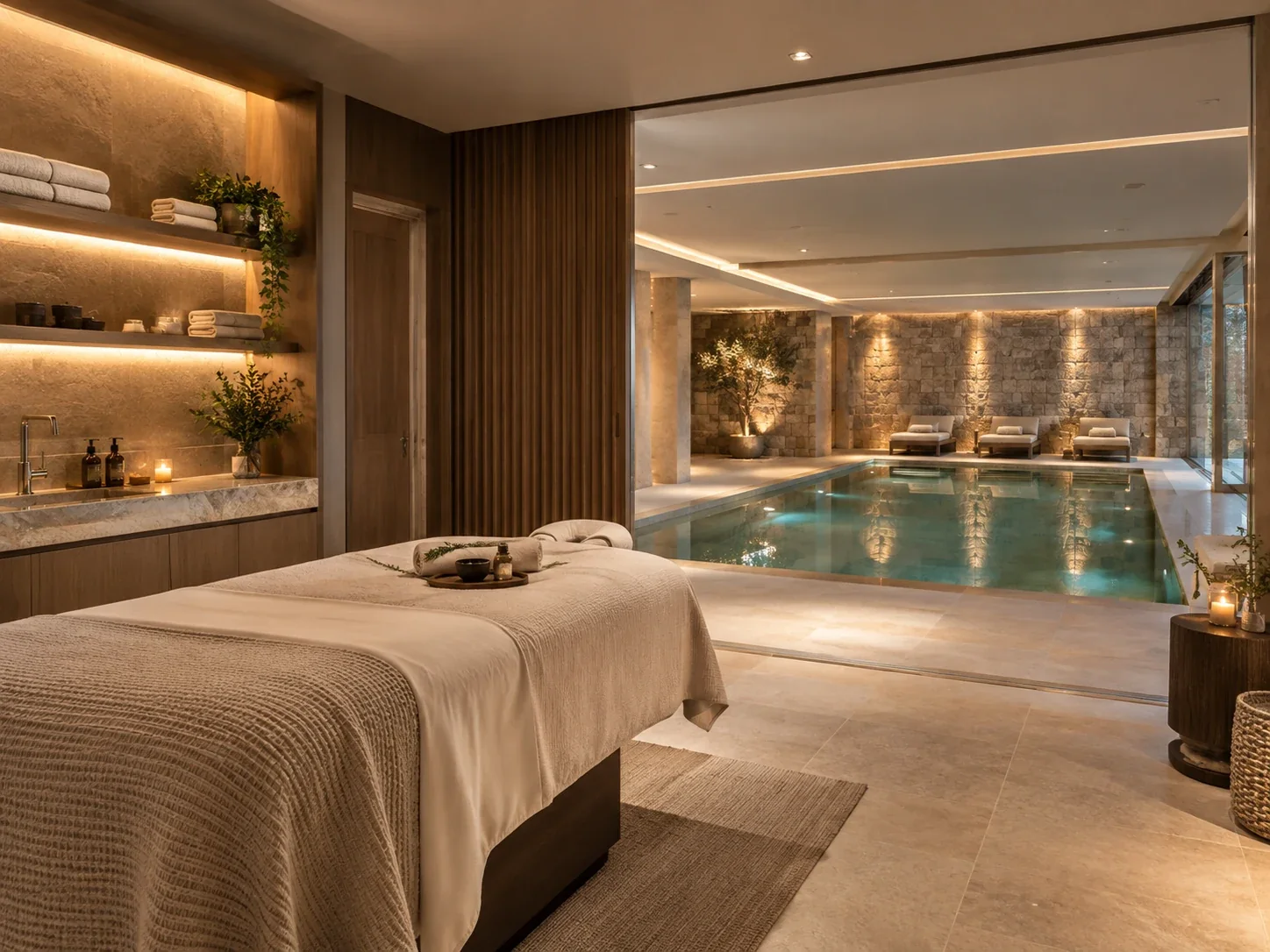 Calm contemporary wellness interior